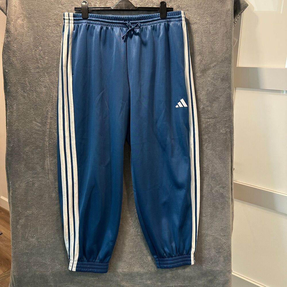 NWT NEW adidas Men's Stadium PT Dusky Petrol Blue 3 Stripe Track Pants Size 2XL